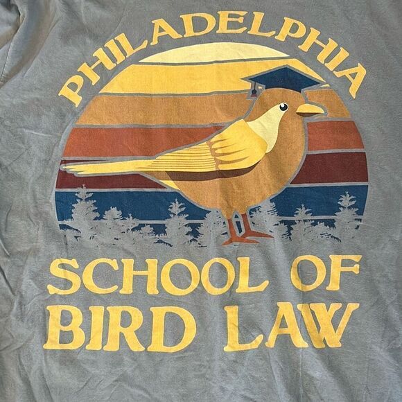 Philadelphia school of bird law graphic T-shirt gray yellow xl - Picture 2 of 4